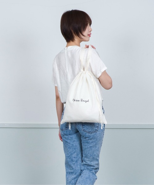 MAISON BENGAL（マイソンベンガル）の「【Maison Bengal】巾着バッグ　コットン　トートバッグ（トートバッグ・レディース・レッド/ブラウン/オレンジ/ナチュラル/ブラック・FREE）」の16枚目の写真