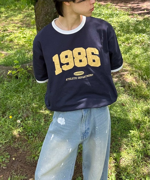 sedacle(セダクル)の「ナンバリングリンガーTシャツ(Tシャツ/カットソー・レディース・アイボリー/ネイビー/イエロー・SMALL/MEDIUM/LARGE)」の1枚目の写真