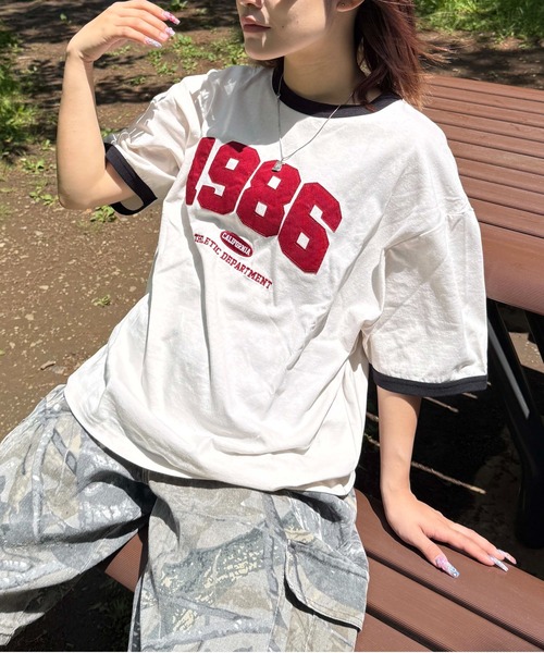 sedacle(セダクル)の「ナンバリングリンガーTシャツ(Tシャツ/カットソー・レディース・アイボリー/ネイビー/イエロー・SMALL/MEDIUM/LARGE)」の4枚目の写真