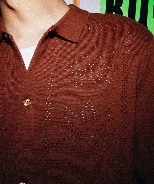 HUF(ハフ)の「PLANTLIFE PERFORATED KNIT(ポロシャツ・メンズ・ナチュラル/ブラウン・XL/L/M/S/XXL)」の4枚目の写真