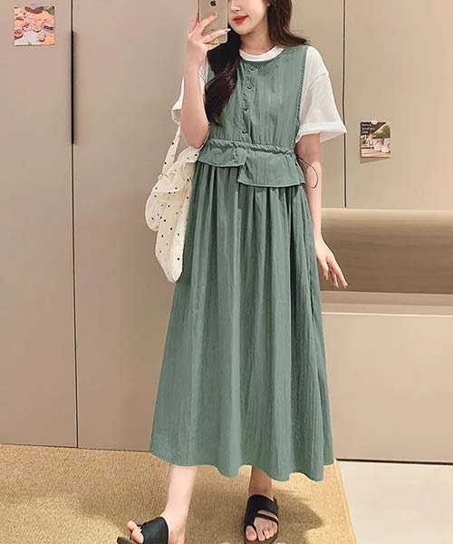 gossip!ロサンゼルス(ゴシップロサンゼルス)の「ラウンドネック ドロスト ワンピース(ワンピース・レディース・グレー/ブラック/ベージュ/ブラウン/グリーン・FREE)」の5枚目の写真