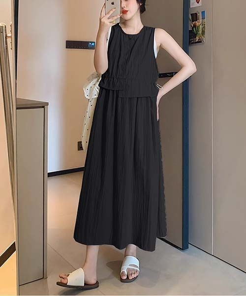 gossip!ロサンゼルス(ゴシップロサンゼルス)の「ラウンドネック ドロスト ワンピース(ワンピース・レディース・グレー/ブラック/ベージュ/ブラウン/グリーン・FREE)」の20枚目の写真