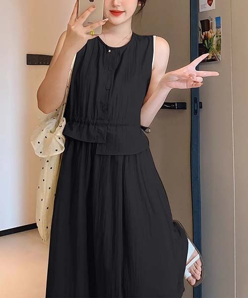 gossip!ロサンゼルス(ゴシップロサンゼルス)の「ラウンドネック ドロスト ワンピース(ワンピース・レディース・グレー/ブラック/ベージュ/ブラウン/グリーン・FREE)」の13枚目の写真