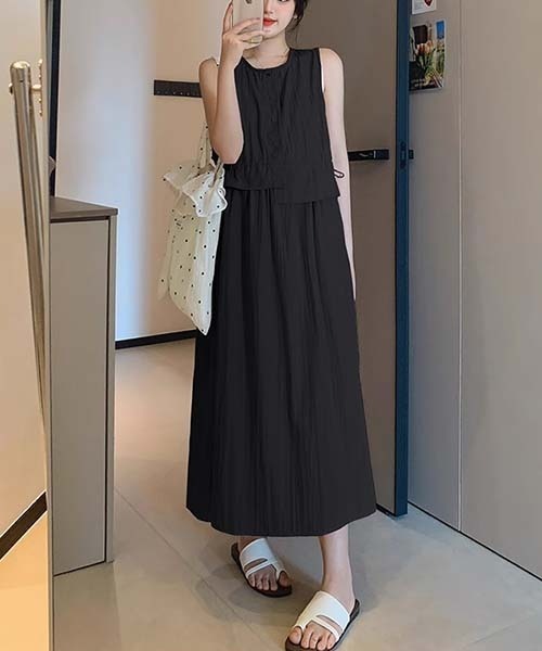 gossip!ロサンゼルス(ゴシップロサンゼルス)の「ラウンドネック ドロスト ワンピース(ワンピース・レディース・グレー/ブラック/ベージュ/ブラウン/グリーン・FREE)」の14枚目の写真