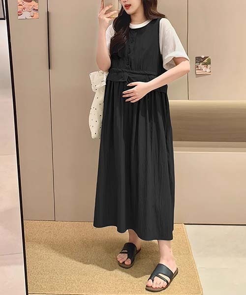 gossip!ロサンゼルス(ゴシップロサンゼルス)の「ラウンドネック ドロスト ワンピース(ワンピース・レディース・グレー/ブラック/ベージュ/ブラウン/グリーン・FREE)」の15枚目の写真
