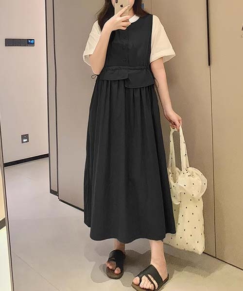 gossip!ロサンゼルス(ゴシップロサンゼルス)の「ラウンドネック ドロスト ワンピース(ワンピース・レディース・グレー/ブラック/ベージュ/ブラウン/グリーン・FREE)」の11枚目の写真