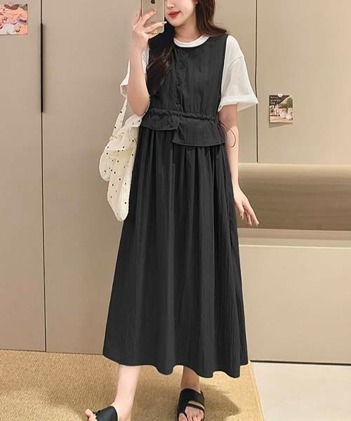 gossip!ロサンゼルス(ゴシップロサンゼルス)の「ラウンドネック ドロスト ワンピース(ワンピース・レディース・グレー/ブラック/ベージュ/ブラウン/グリーン・FREE)」の17枚目の写真