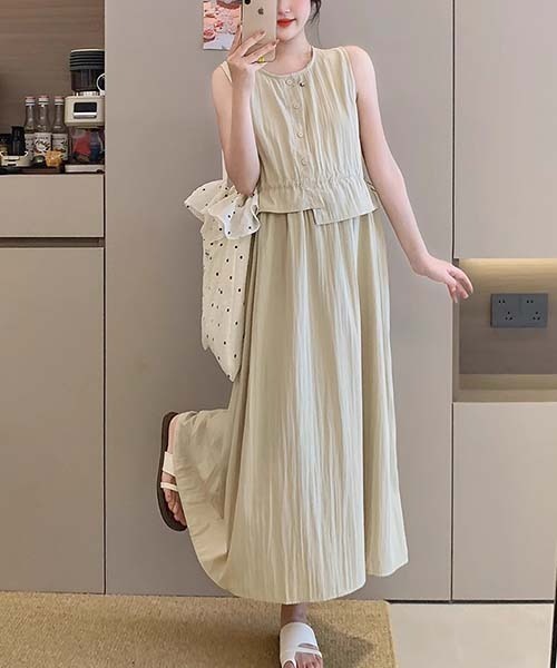 gossip!ロサンゼルス(ゴシップロサンゼルス)の「ラウンドネック ドロスト ワンピース(ワンピース・レディース・グレー/ブラック/ベージュ/ブラウン/グリーン・FREE)」の21枚目の写真