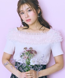 marun | <大きいサイズ>テレコリブチュールトップス marun(Tシャツ/カットソー)