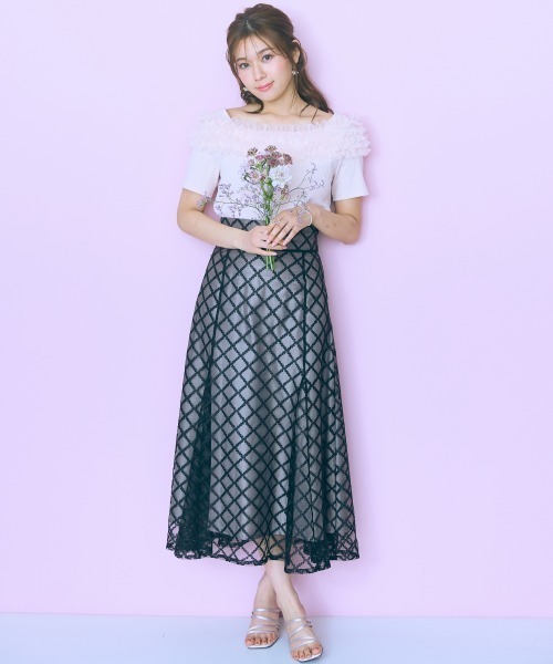 marun（マルン）の「＜大きいサイズ＞テレコリブチュールトップス marun（Tシャツ/カットソー・レディース・ブラック/ピンク/ホワイト・L/5L/4L/3L/LL）」の10枚目の写真