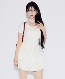 tinkerend | Frill Tiered Short Sleeve T-shirt / フリルティアード半袖Tシャツ(Tシャツ/カットソー)