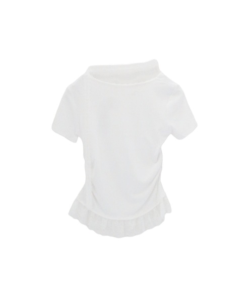 tinkerend(ティンカーエンド)の「Frill Tiered Short Sleeve T-shirt / フリルティアード半袖Tシャツ(Tシャツ/カットソー・レディース・ブラック/ホワイト・FREE)」の4枚目の写真