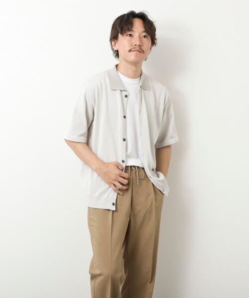 NOLLEY’S（ノーリーズ）の「【SIX FUNCTIONS】ウォッシャブル コースボーダーニットシャツ 25SS（シャツ/ブラウス・メンズ・ネイビー/ブラック系その他/ベージュ系その他・M/L/S）」の9枚目の写真