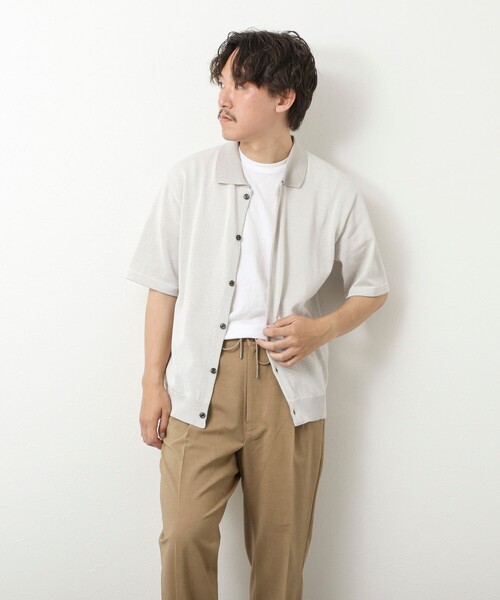 NOLLEY’S（ノーリーズ）の「【SIX FUNCTIONS】ウォッシャブル コースボーダーニットシャツ 25SS（シャツ/ブラウス・メンズ・ネイビー/ブラック系その他/ベージュ系その他・M/L/S）」の10枚目の写真