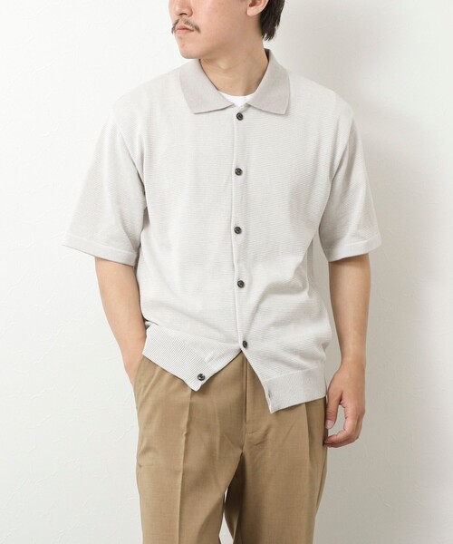 NOLLEY’S（ノーリーズ）の「【SIX FUNCTIONS】ウォッシャブル コースボーダーニットシャツ 25SS（シャツ/ブラウス・メンズ・ネイビー/ブラック系その他/ベージュ系その他・M/L/S）」の12枚目の写真