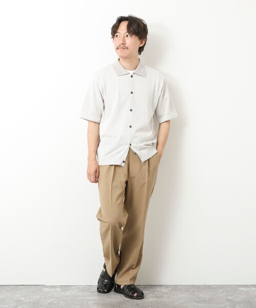 NOLLEY’S（ノーリーズ）の「【SIX FUNCTIONS】ウォッシャブル コースボーダーニットシャツ 25SS（シャツ/ブラウス・メンズ・ネイビー/ブラック系その他/ベージュ系その他・M/L/S）」の14枚目の写真
