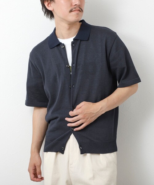 NOLLEY’S（ノーリーズ）の「【SIX FUNCTIONS】ウォッシャブル コースボーダーニットシャツ 25SS（シャツ/ブラウス・メンズ・ネイビー/ブラック系その他/ベージュ系その他・M/L/S）」の16枚目の写真