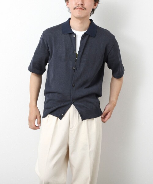 NOLLEY’S（ノーリーズ）の「【SIX FUNCTIONS】ウォッシャブル コースボーダーニットシャツ 25SS（シャツ/ブラウス・メンズ・ネイビー/ブラック系その他/ベージュ系その他・M/L/S）」の17枚目の写真