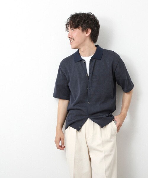 NOLLEY’S（ノーリーズ）の「【SIX FUNCTIONS】ウォッシャブル コースボーダーニットシャツ 25SS（シャツ/ブラウス・メンズ・ネイビー/ブラック系その他/ベージュ系その他・M/L/S）」の21枚目の写真
