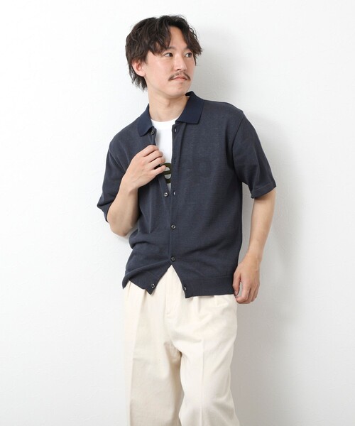 NOLLEY’S（ノーリーズ）の「【SIX FUNCTIONS】ウォッシャブル コースボーダーニットシャツ 25SS（シャツ/ブラウス・メンズ・ネイビー/ブラック系その他/ベージュ系その他・M/L/S）」の22枚目の写真