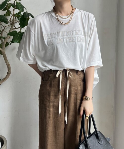 セール】【WEB限定】 異素材切替フロッキーロゴTEE（Tシャツ