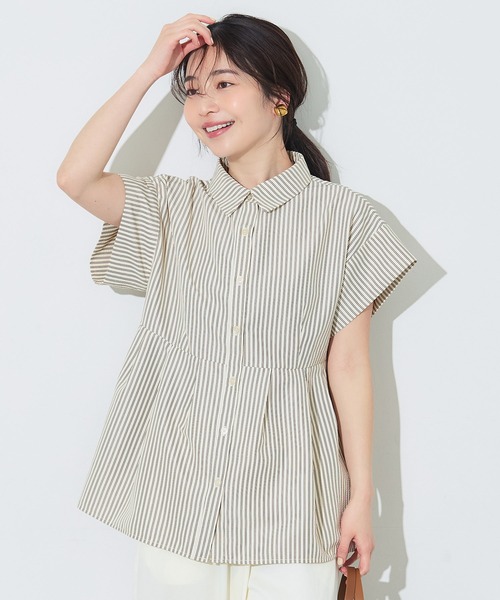 coca(coca)(コカ)の「\再入荷/ 【田中里奈様着用】サッカータックブラウス セットアップ可能/速乾(シャツ/ブラウス・レディース・ネイビー/ホワイト/グレー/A/B・L/M/S)」の1枚目の写真