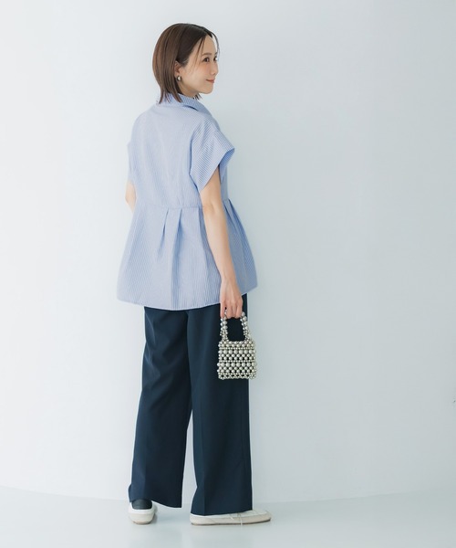 coca(coca)(コカ)の「\再入荷/ 【田中里奈様着用】サッカータックブラウス セットアップ可能/速乾(シャツ/ブラウス・レディース・ネイビー/ホワイト/グレー/A/B・L/M/S)」の9枚目の写真