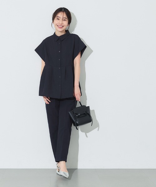 coca(coca)(コカ)の「\再入荷/ 【田中里奈様着用】サッカータックブラウス セットアップ可能/速乾(シャツ/ブラウス・レディース・ネイビー/ホワイト/グレー/A/B・L/M/S)」の20枚目の写真