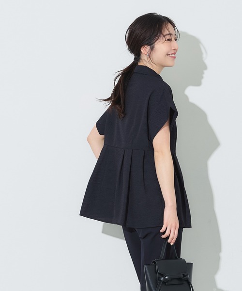 coca(coca)(コカ)の「\再入荷/ 【田中里奈様着用】サッカータックブラウス セットアップ可能/速乾(シャツ/ブラウス・レディース・ネイビー/ホワイト/グレー/A/B・L/M/S)」の21枚目の写真