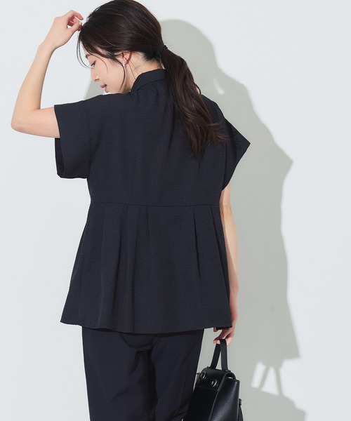 coca(coca)(コカ)の「\再入荷/ 【田中里奈様着用】サッカータックブラウス セットアップ可能/速乾(シャツ/ブラウス・レディース・ネイビー/ホワイト/グレー/A/B・L/M/S)」の22枚目の写真