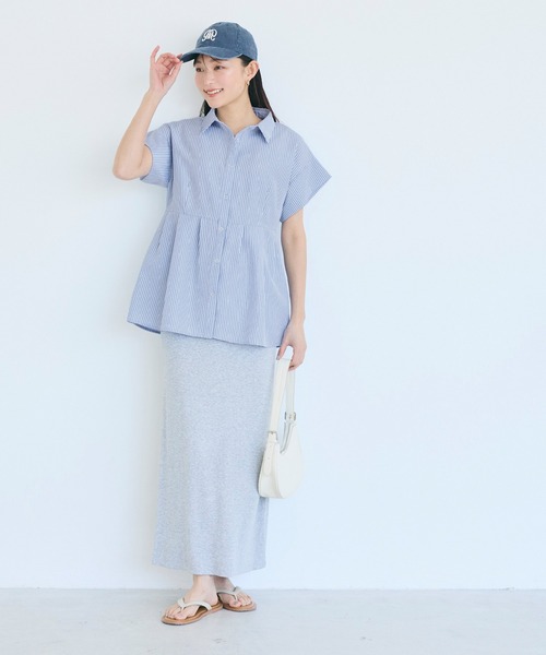 coca(coca)(コカ)の「\再入荷/ 【田中里奈様着用】サッカータックブラウス セットアップ可能/速乾(シャツ/ブラウス・レディース・ネイビー/ホワイト/グレー/A/B・L/M/S)」の11枚目の写真