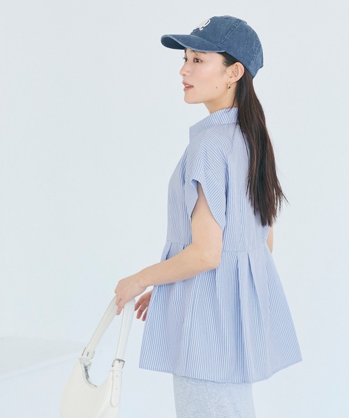 coca(coca)(コカ)の「\再入荷/ 【田中里奈様着用】サッカータックブラウス セットアップ可能/速乾(シャツ/ブラウス・レディース・ネイビー/ホワイト/グレー/A/B・L/M/S)」の12枚目の写真