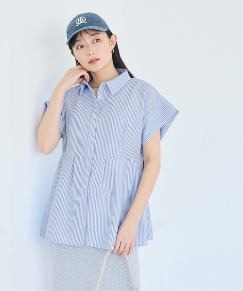 coca(coca)(コカ)の「\再入荷/ 【田中里奈様着用】サッカータックブラウス セットアップ可能/速乾(シャツ/ブラウス・レディース・ネイビー/ホワイト/グレー/A/B・L/M/S)」の14枚目の写真
