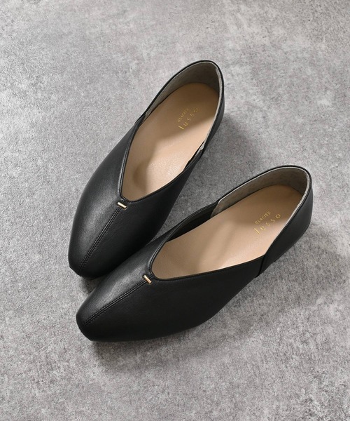 GLACIER lusso（グラシアルッソ）の「Ｖカットフラットシューズ（パンプス・レディース・ブラック/グレイッシュベージュ・23.5/23.0/22.5/24.5/24.0）」の5枚目の写真