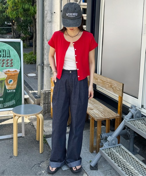 LE MORE（リモア）の「パンチングカラーショートカーディガン（カーディガン/ボレロ・レディース・ブルー/グレー/レッド/ピンク/ミント・FREE）」の21枚目の写真