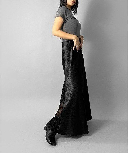 LVEU.（ラブユ.）の「【LVEU.】レース切り替えサテンスカート / スカート サテンスカート レース 切り替え フレア 大人フェミニン レディライク ブラック（スカート・レディース・ブラック・FREE）」の17枚目の写真