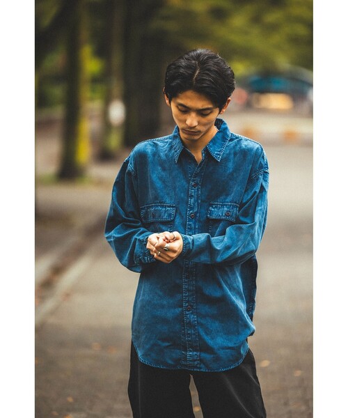 BEAMS(ビームス)の「ワイドフィット フェード ワークシャツ(シャツ/ブラウス・メンズ・ブラック系その他4/ブラウン/ブルー・S/M/L/XL)」の5枚目の写真