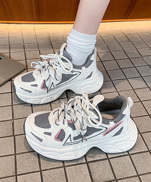 shoes365(シューズスリーシックスファイヴ)の「【SHOES 365】厚底ダッドスニーカー(スニーカー・レディース・ホワイト/グレー・22.5cm/23.0cm/23.5cm/24.0cm/24.5cm/25.0cm)」の8枚目の写真