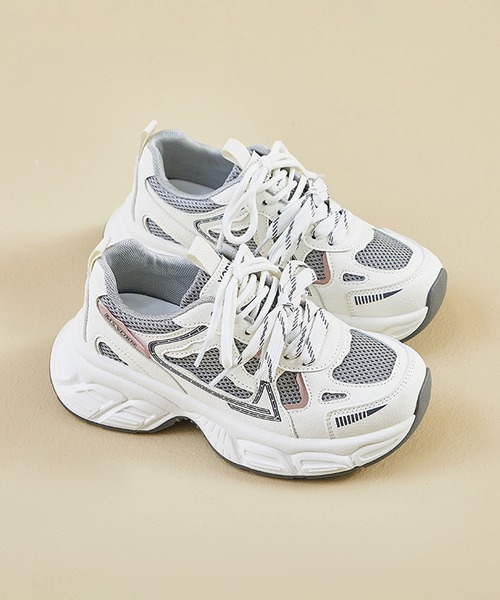 shoes365(シューズスリーシックスファイヴ)の「【SHOES 365】厚底ダッドスニーカー(スニーカー・レディース・ホワイト/グレー・22.5cm/23.0cm/23.5cm/24.0cm/24.5cm/25.0cm)」の21枚目の写真
