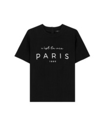 【COCOSIN】クルーネック プリント 半袖Tシャツ バックジップ