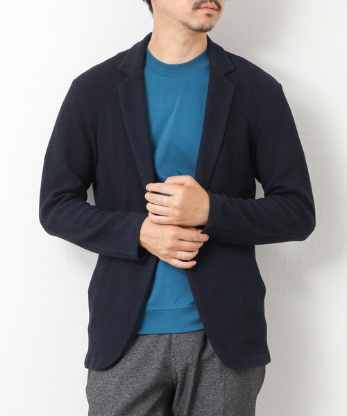 Stutostein Nolley's（シュテットシュタインノーリーズ）の「《ビジカジ対応》Relax Jogger Jersey ウォッシャブルテーラーCD（カーディガン/ボレロ・メンズ・グレー/ネイビー/ブラック/ベージュ・XL/L/M/S）」の5枚目の写真