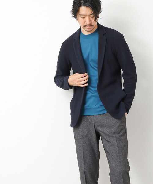 Stutostein Nolley's（シュテットシュタインノーリーズ）の「《ビジカジ対応》Relax Jogger Jersey ウォッシャブルテーラーCD（カーディガン/ボレロ・メンズ・グレー/ネイビー/ブラック/ベージュ・XL/L/M/S）」の8枚目の写真