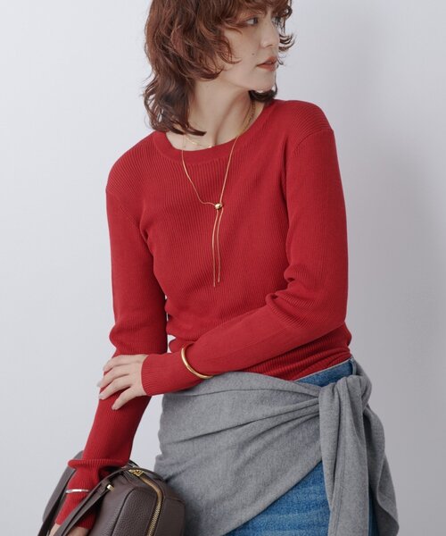 RIVE DROITE（リヴドロワ）の「【MONN.:.(モン)】RIB KNIT（ニット/セーター・レディース・ブラック/レッド・FREE）」の2枚目の写真
