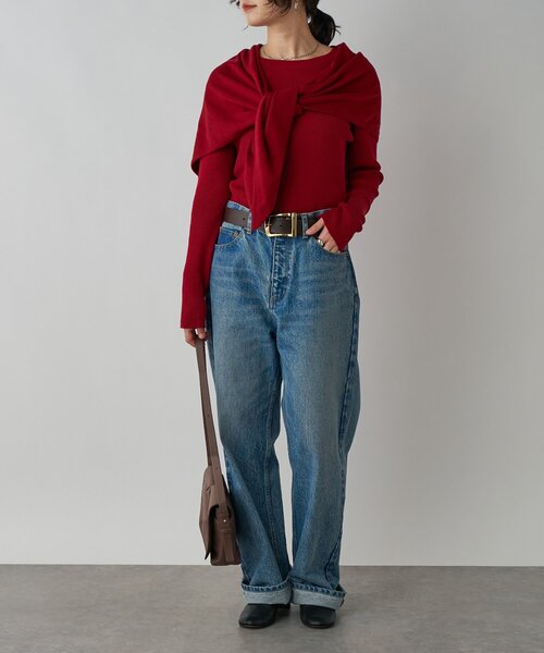 RIVE DROITE（リヴドロワ）の「【MONN.:.(モン)】RIB KNIT（ニット/セーター・レディース・ブラック/レッド・FREE）」の5枚目の写真