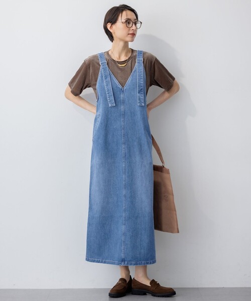 23区 L(ニジュウサンクオオキイサイズ)の「【RED CARD TOKYO×23区】デニム サロペット ワンピース(ワンピース・レディース・ターコイズブルー系/ダルブルー系・48/44/46)」の3枚目の写真