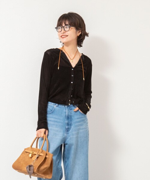 NOLLEY’S（ノーリーズ）の「フロッキーチュールカーディガン（カーディガン/ボレロ・レディース・グレー/ブラック/ブラウン・38）」の14枚目の写真