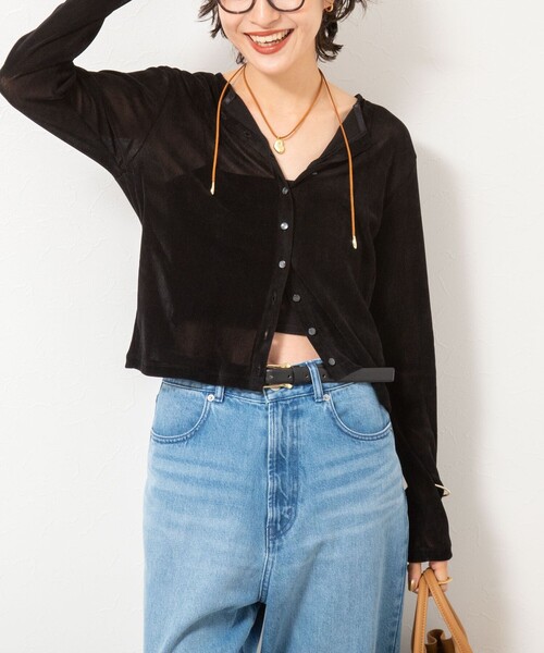 NOLLEY’S（ノーリーズ）の「フロッキーチュールカーディガン（カーディガン/ボレロ・レディース・グレー/ブラック/ブラウン・38）」の21枚目の写真