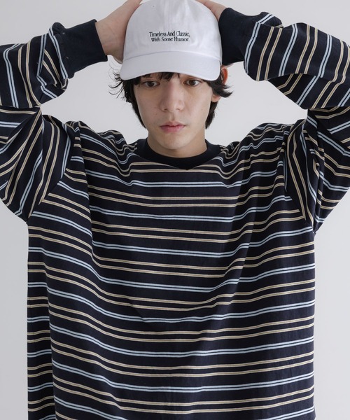 LOWRYS FARM(ローリーズファーム)の「【LFM(U)】CREW NECK ボーダーT/LS 581154(Tシャツ/カットソー・メンズ・グリーン/ブラウン/ブルー/グレー/ネイビー/ブラウン系その他・MEDIUM/LARGE)」の6枚目の写真