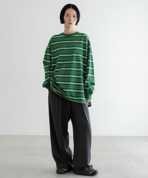 LOWRYS FARM(ローリーズファーム)の「【LFM(U)】CREW NECK ボーダーT/LS 581154(Tシャツ/カットソー・メンズ・グリーン/ブラウン/ブルー/グレー/ネイビー/ブラウン系その他・MEDIUM/LARGE)」の15枚目の写真