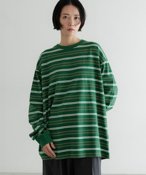 LOWRYS FARM(ローリーズファーム)の「【LFM(U)】CREW NECK ボーダーT/LS 581154(Tシャツ/カットソー・メンズ・グリーン/ブラウン/ブルー/グレー/ネイビー/ブラウン系その他・MEDIUM/LARGE)」の17枚目の写真